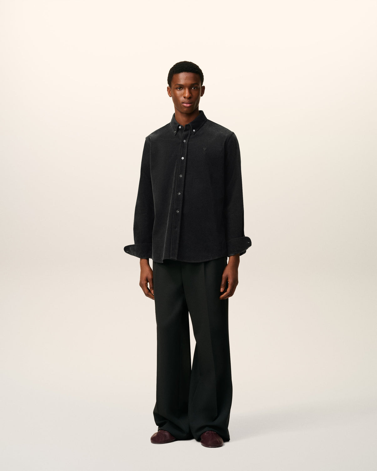 Black Cotton Button Down Shirt