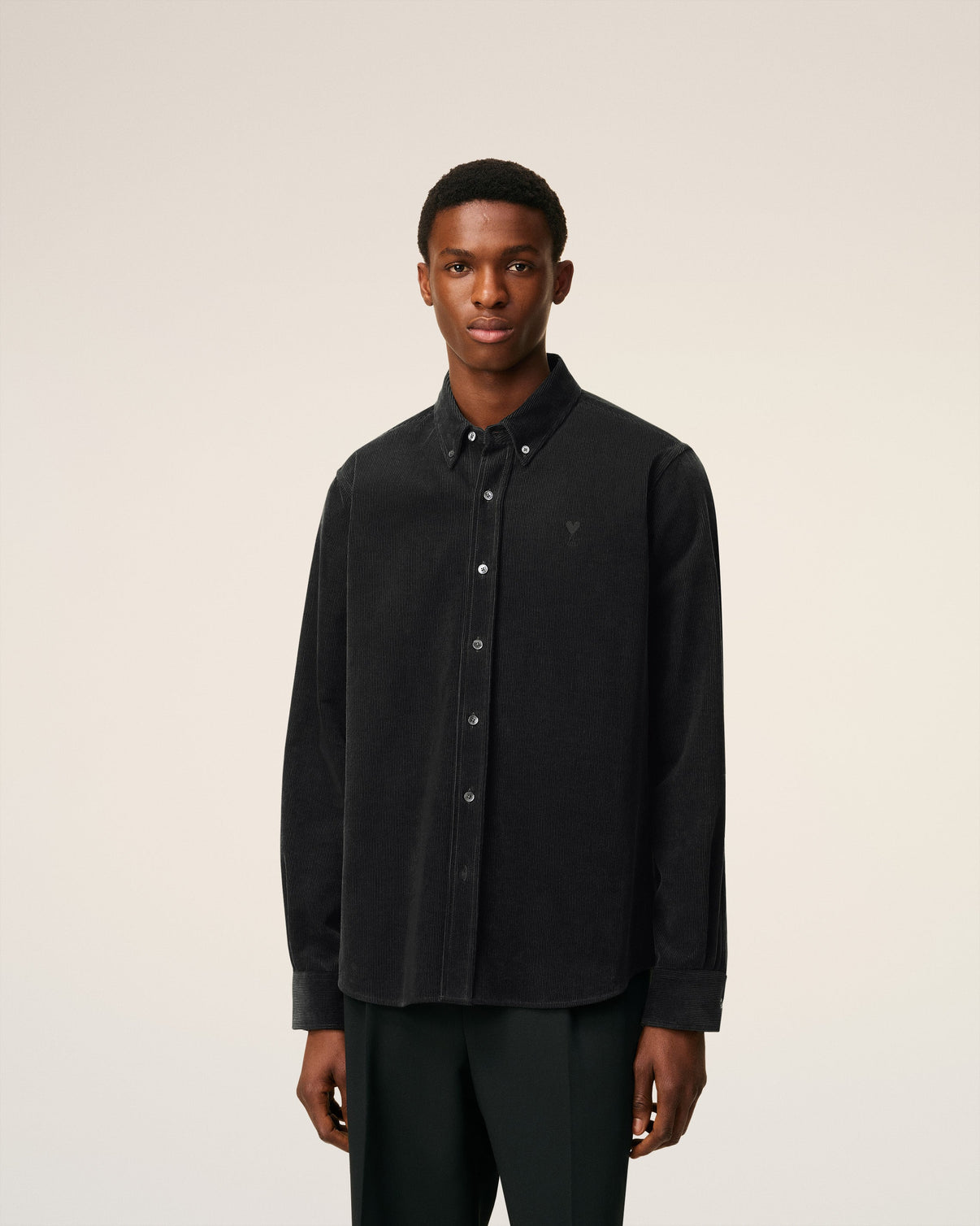 Black Cotton Button Down Shirt