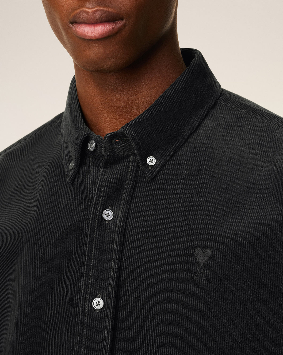 Black Cotton Button Down Shirt