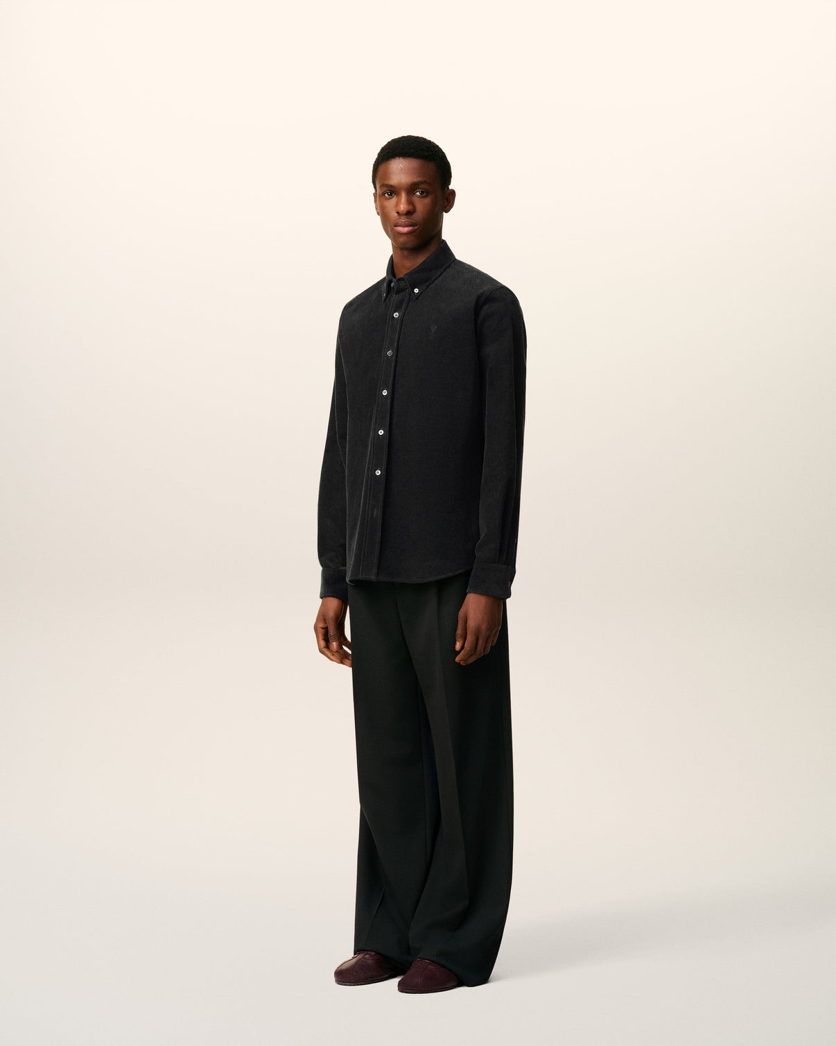 Black Cotton Button Down Shirt