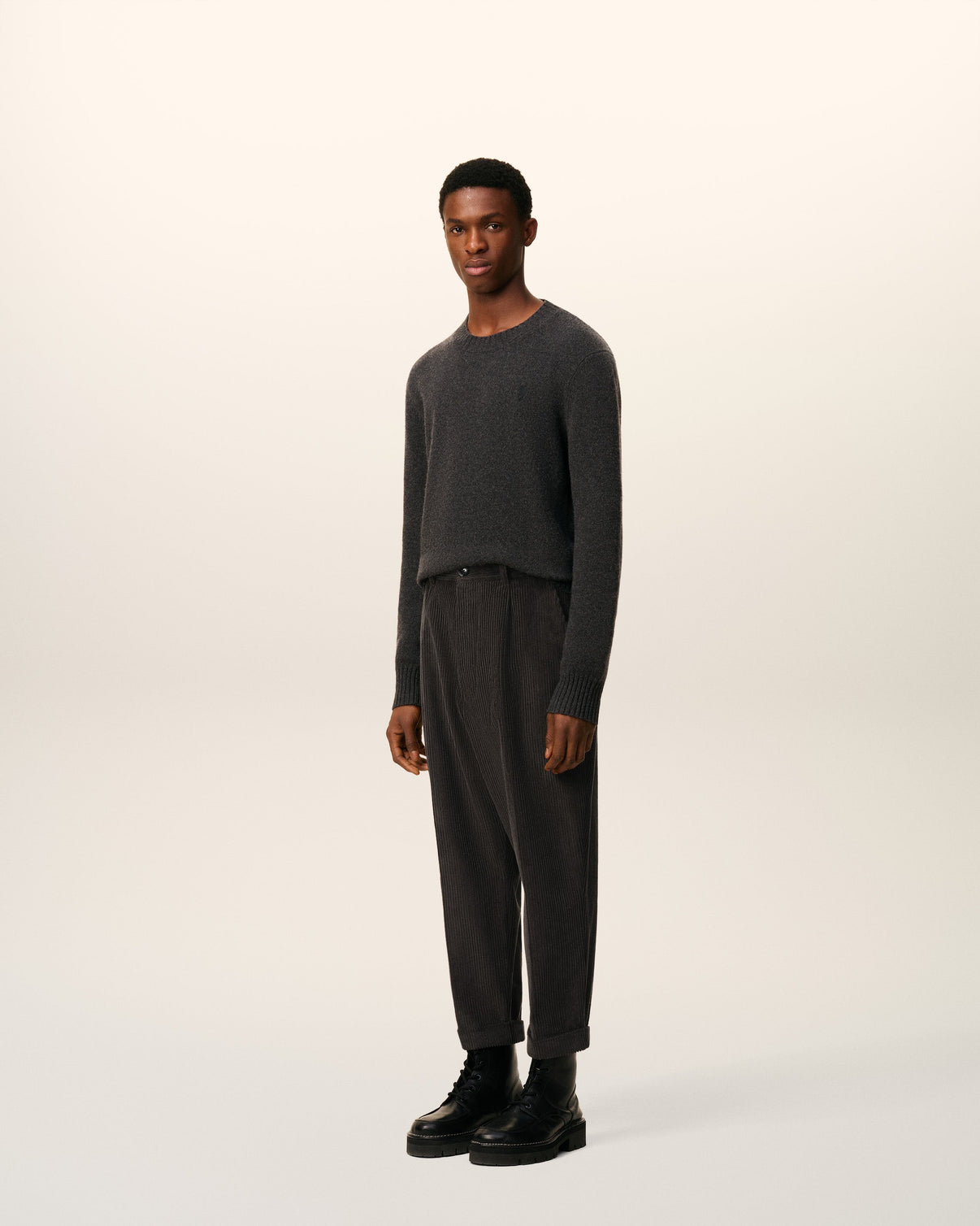 Black Cotton Carrot Oversized Trousers