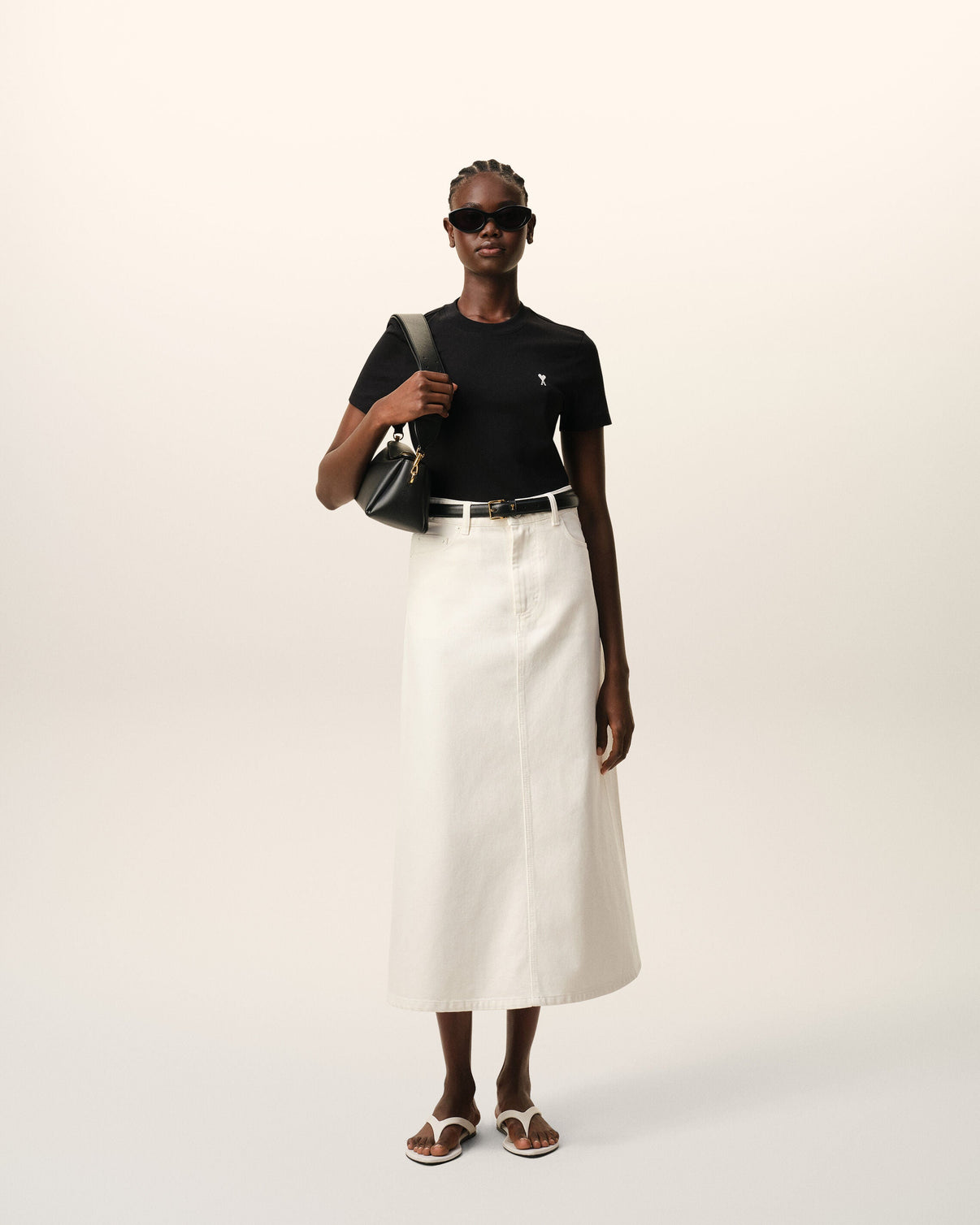 Black Cotton Cropped T-shirt