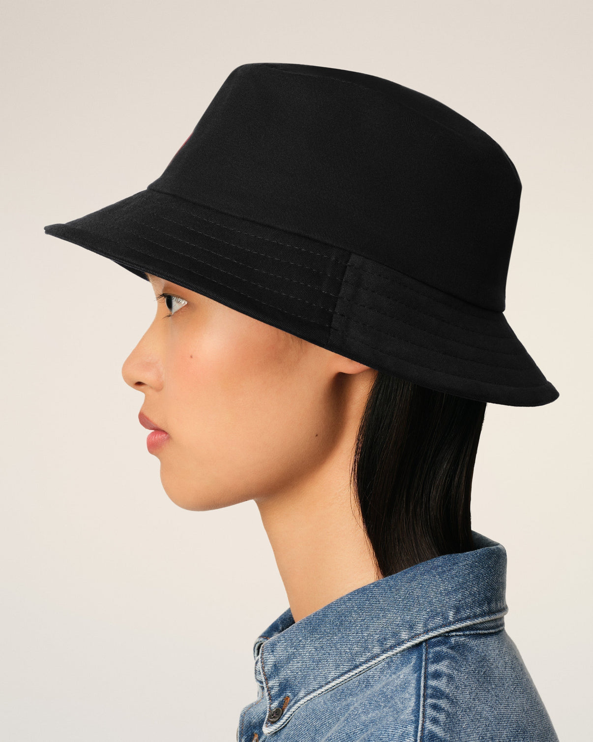 Black Cotton Embroidery Bucket Hat