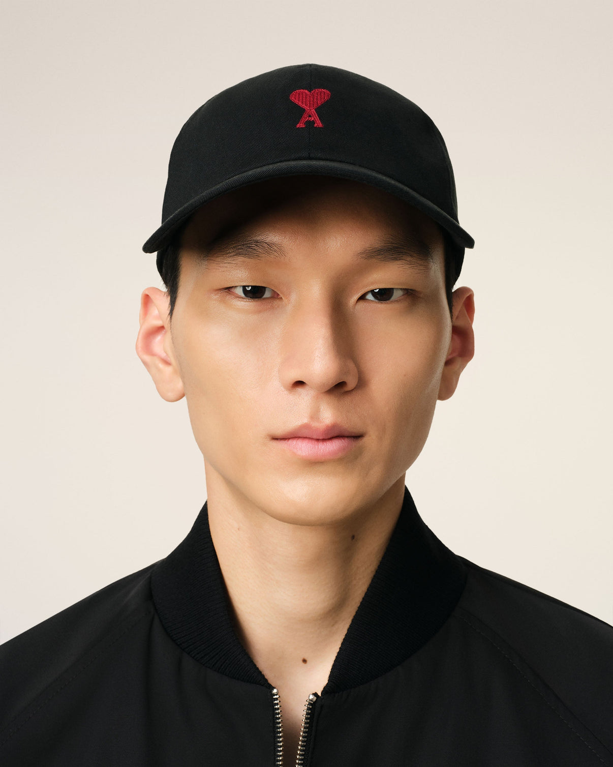 Black Cotton Gabardine Embroidery Cap