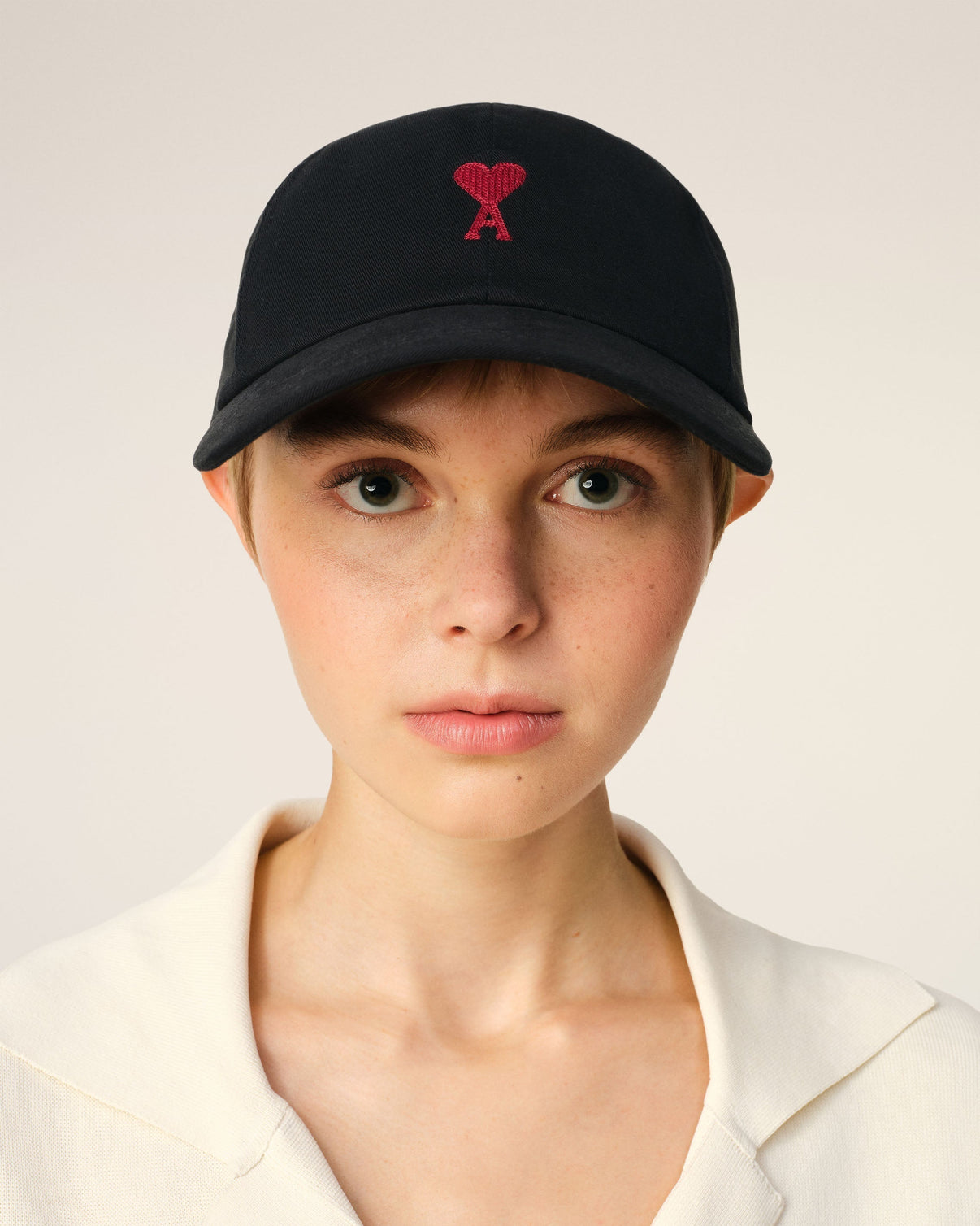 Black Cotton Gabardine Embroidery Cap