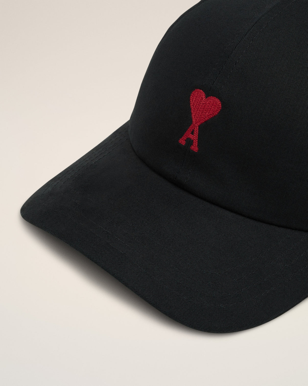 Black Cotton Gabardine Embroidery Cap