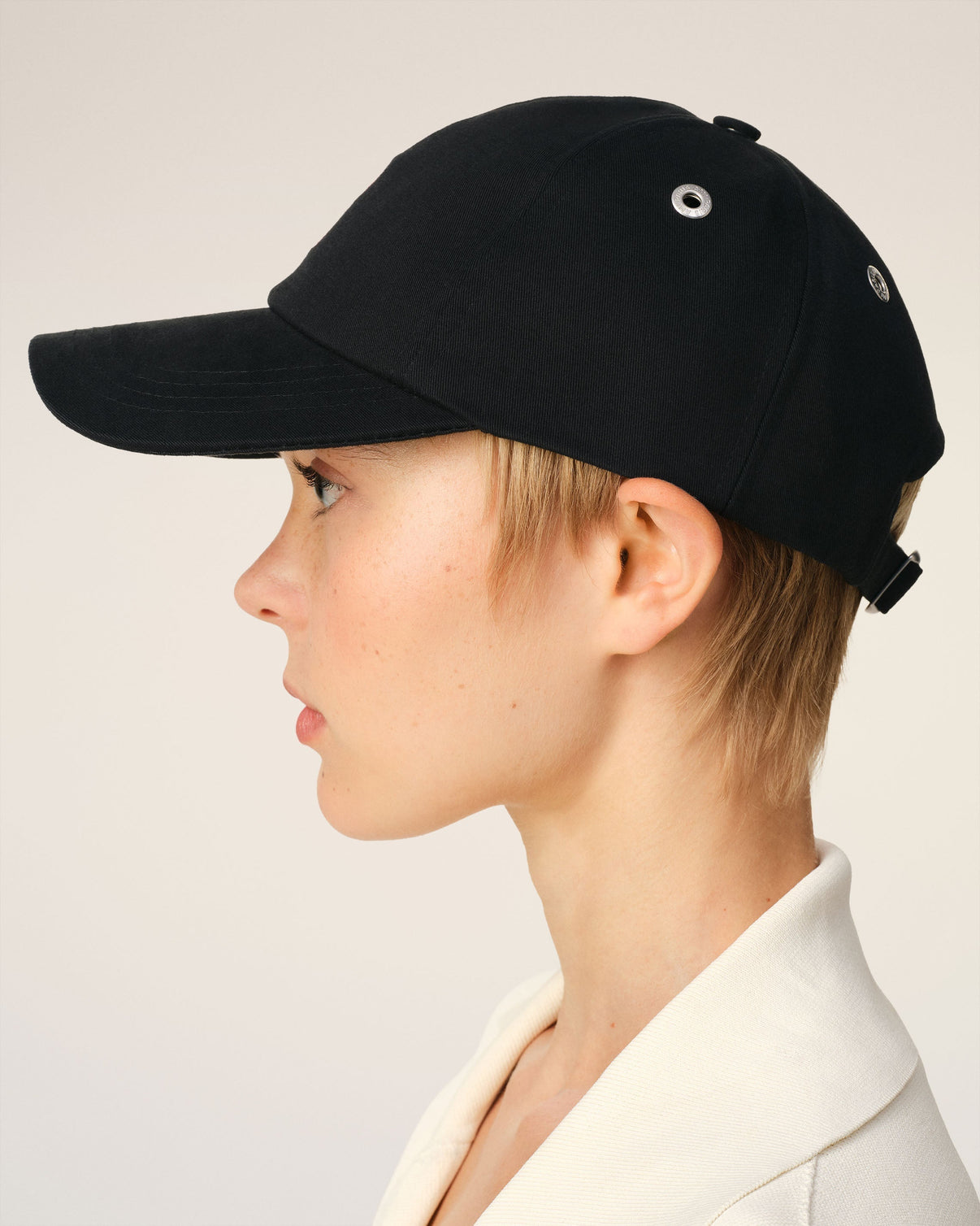 Black Cotton Gabardine Embroidery Cap