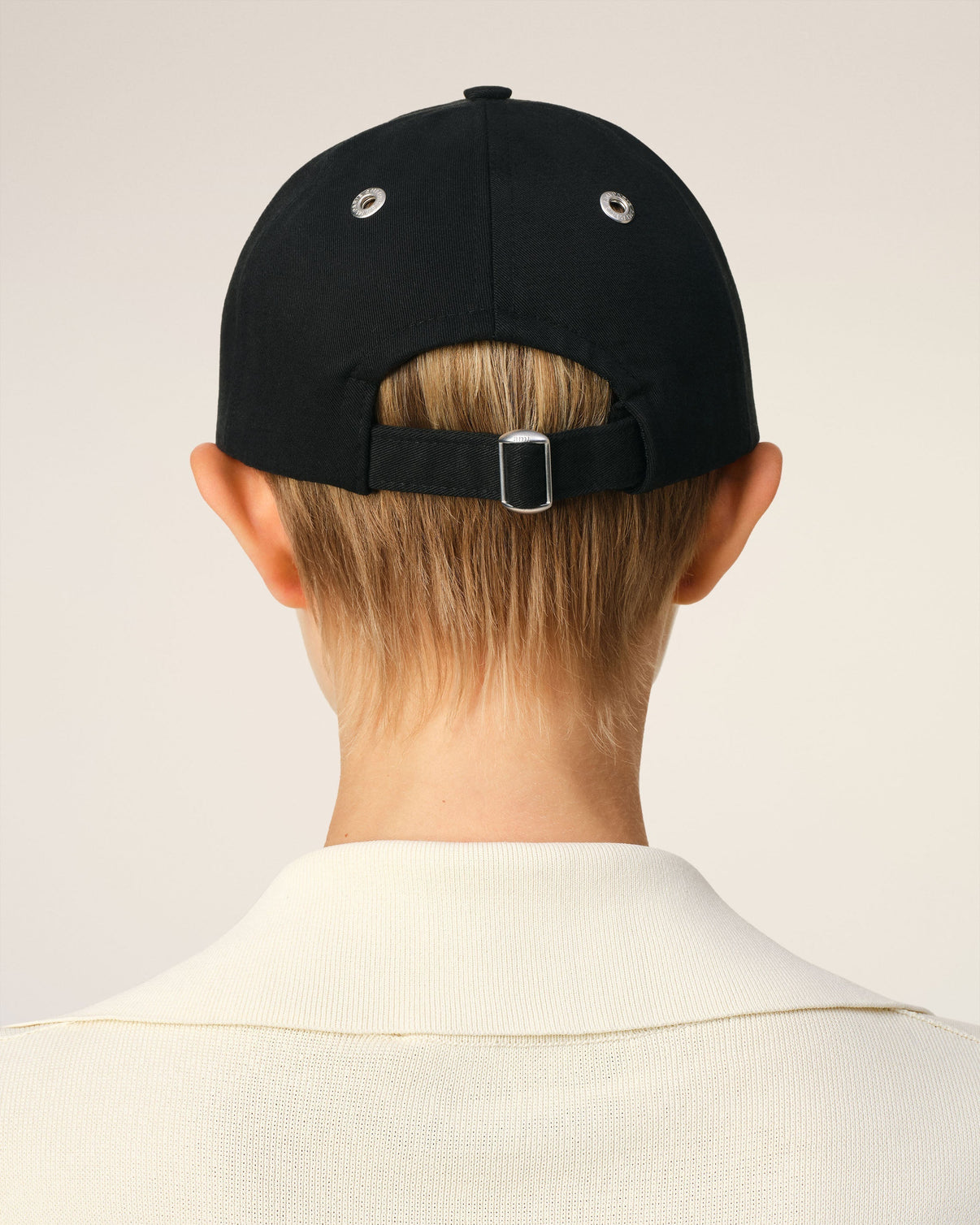 Black Cotton Gabardine Embroidery Cap