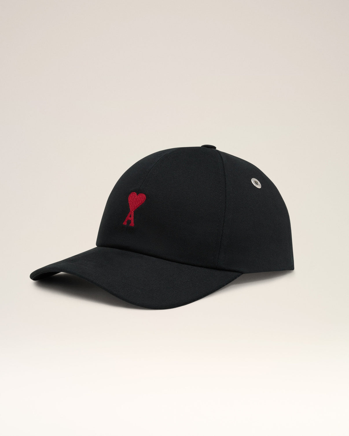 Black Cotton Gabardine Embroidery Cap