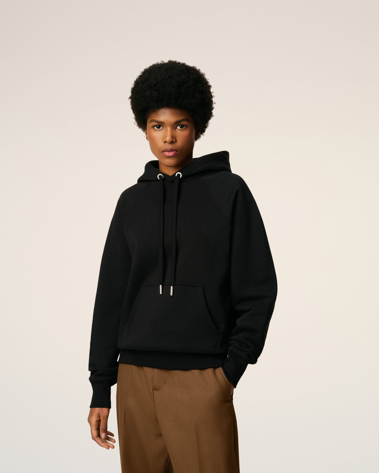 Black Cotton Hoodie