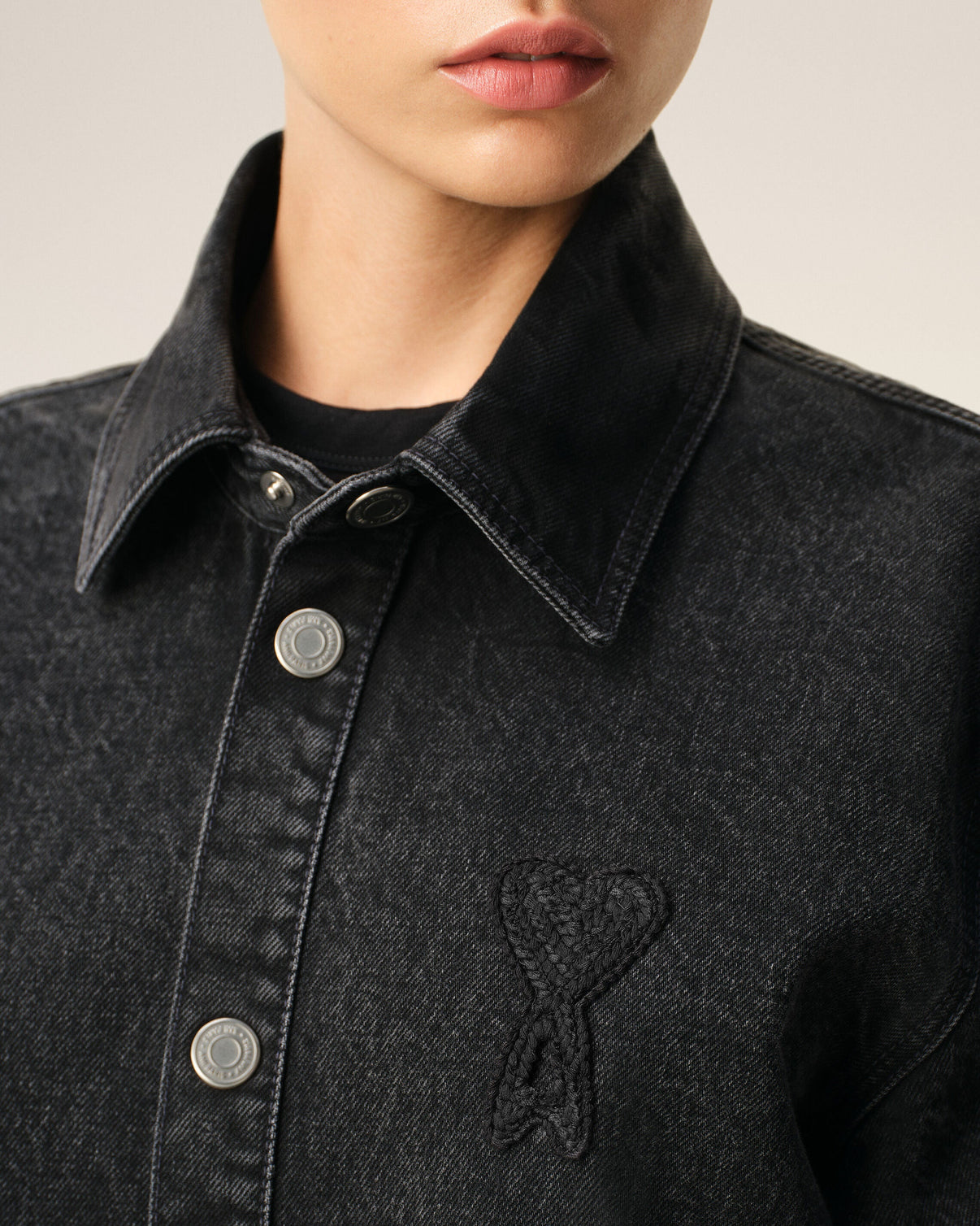 Black Cotton Knitted Overshirt