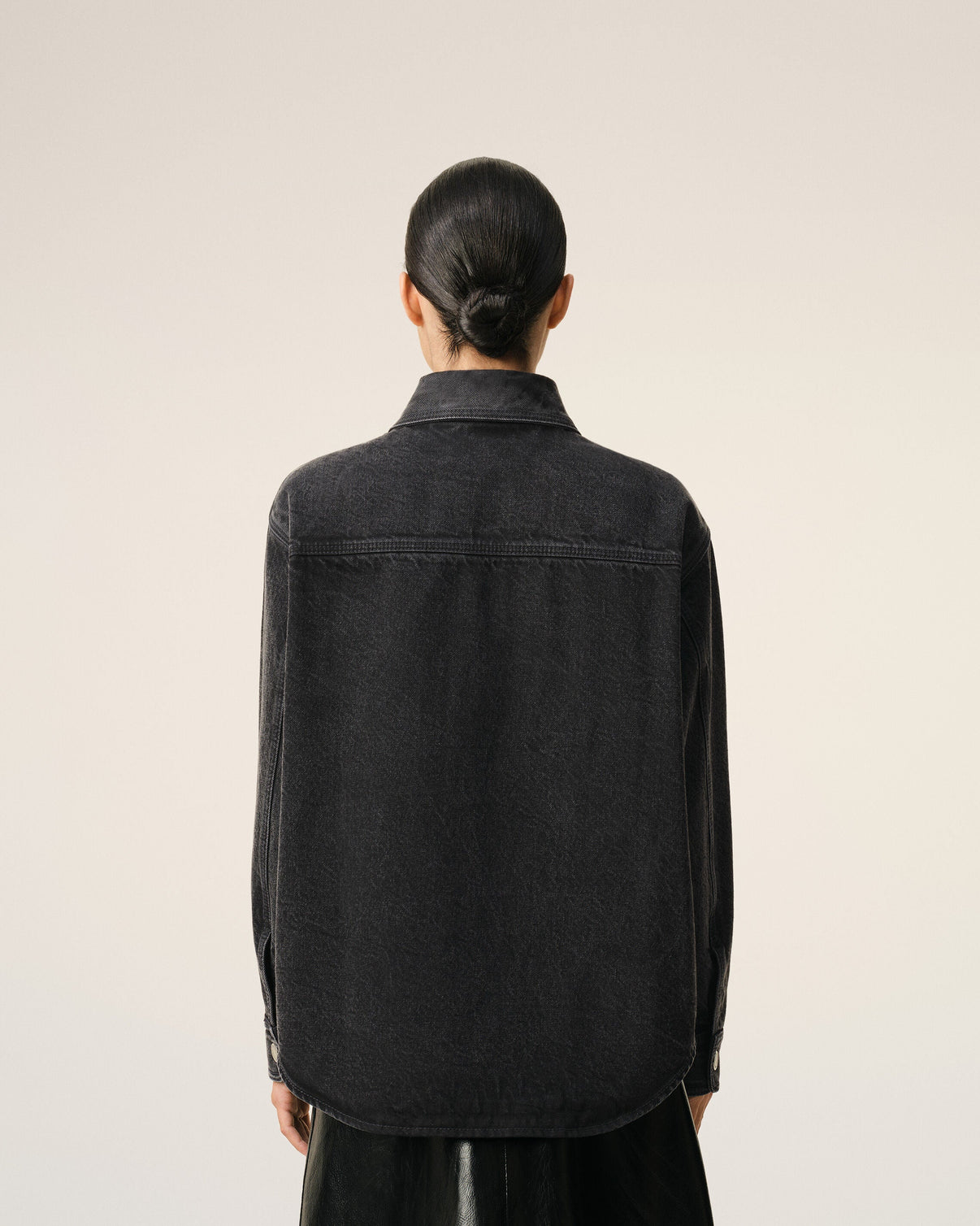 Black Cotton Knitted Overshirt