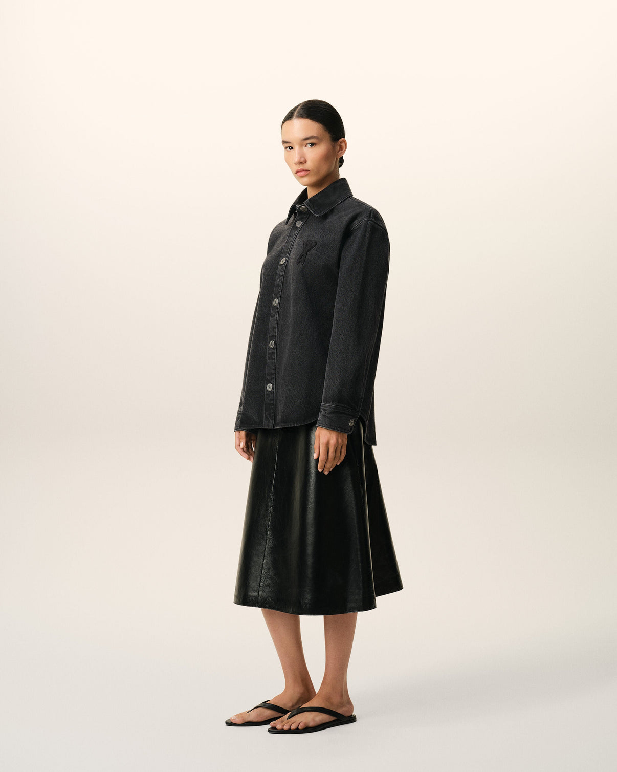 Black Cotton Knitted Overshirt