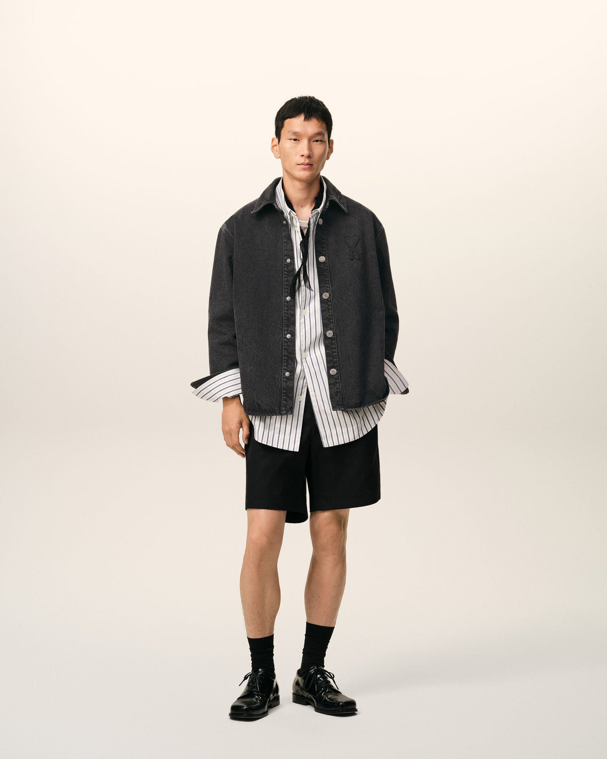 Black Cotton Knitted Overshirt