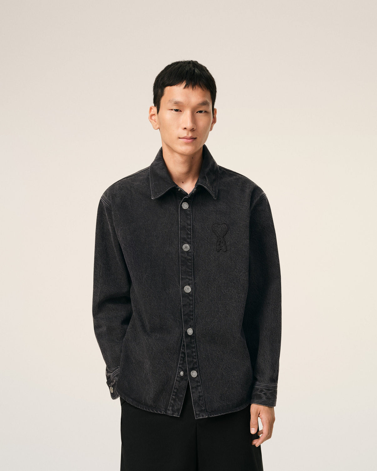 Black Cotton Knitted Overshirt