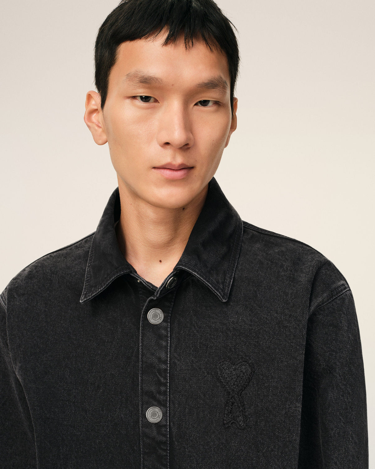 Black Cotton Knitted Overshirt