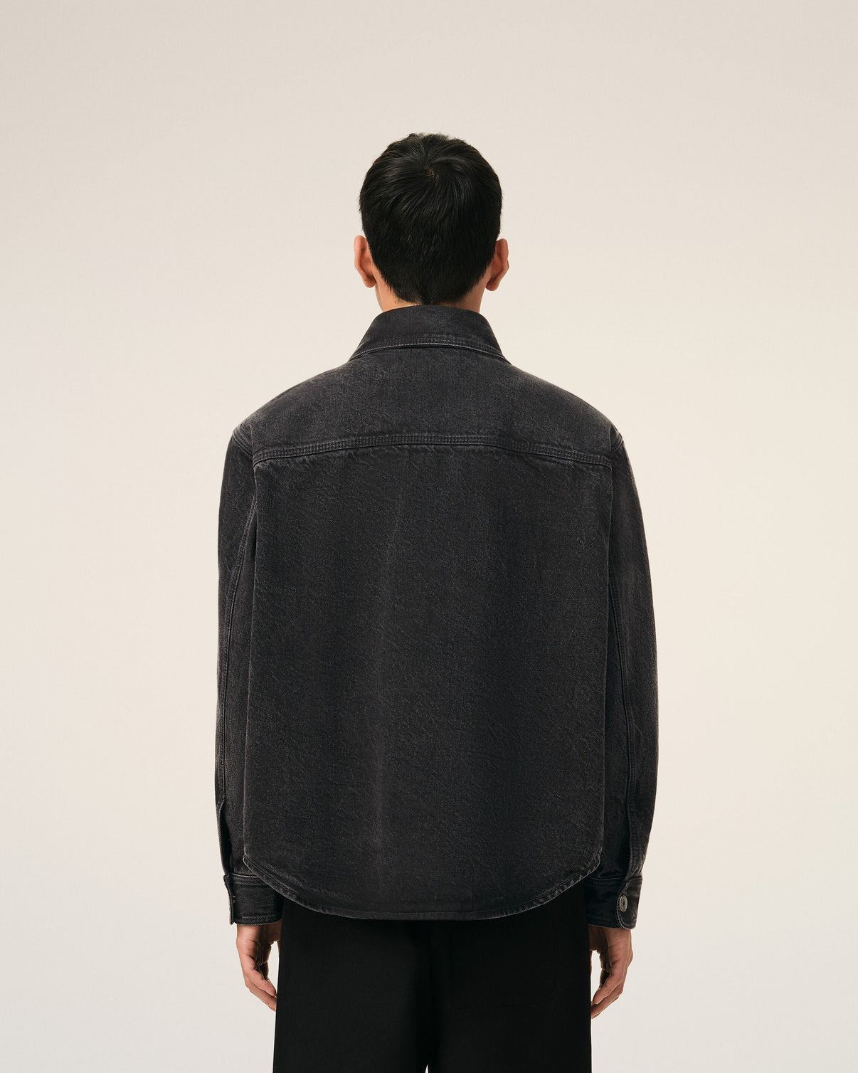 Black Cotton Knitted Overshirt