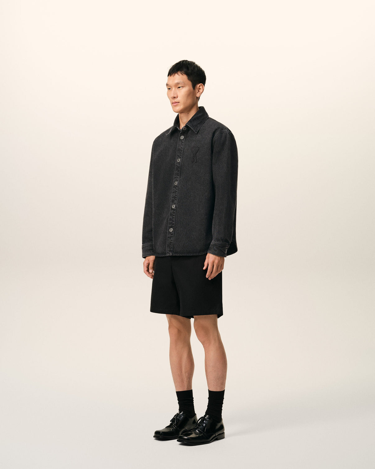 Black Cotton Knitted Overshirt