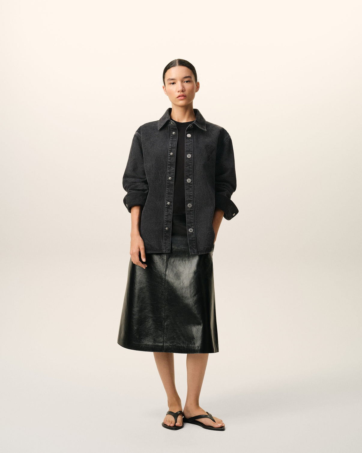 Black Cotton Knitted Overshirt