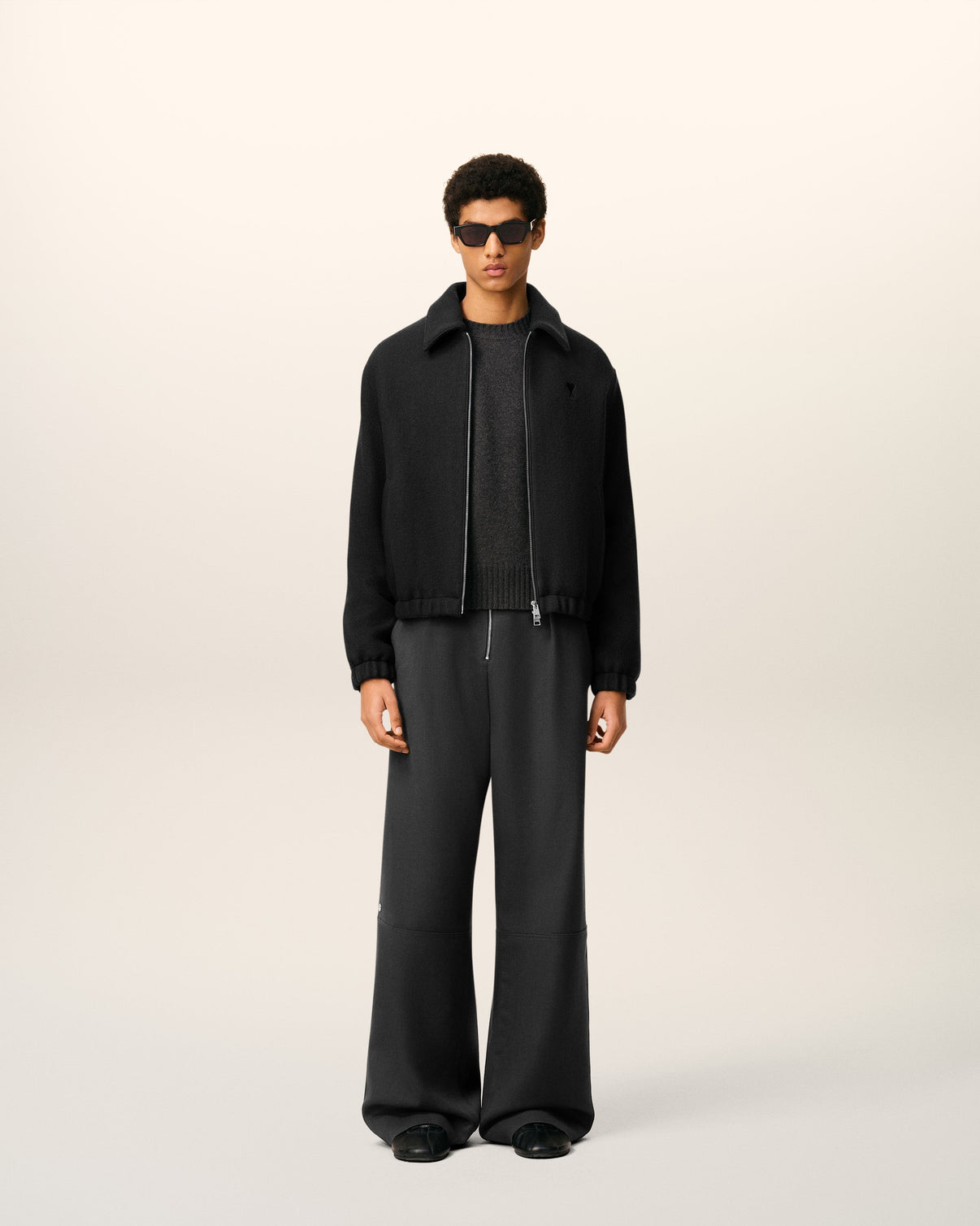 Black Cotton Padded Zipped Jacket