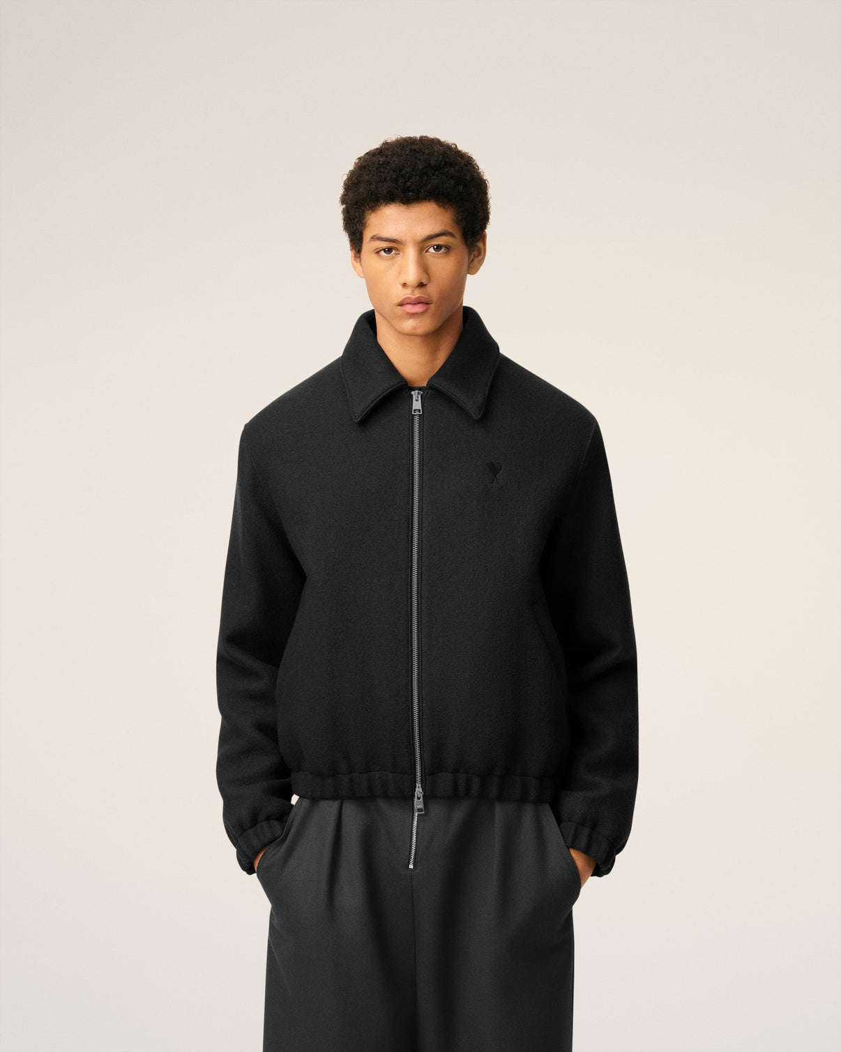 Black Cotton Padded Zipped Jacket
