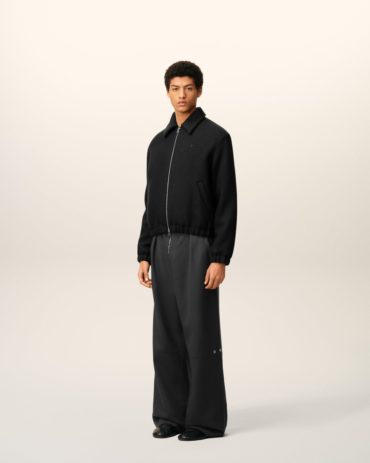 Black Cotton Padded Zipped Jacket