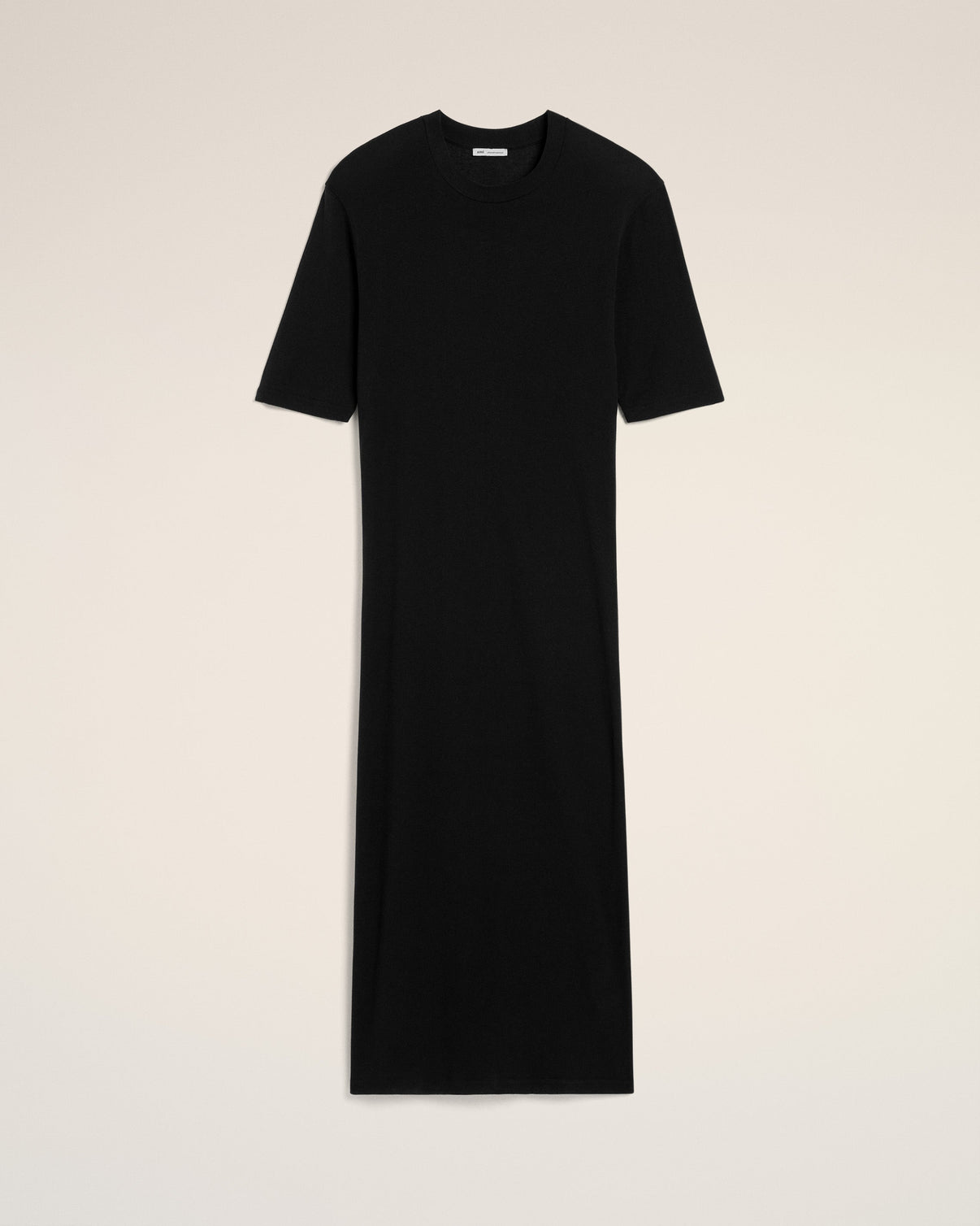 Black Cotton Short Sleeve Midi Dress