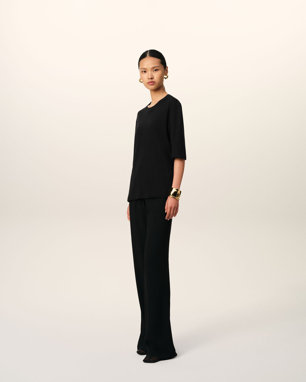 Black Cotton Short Sleeve T-Shirt