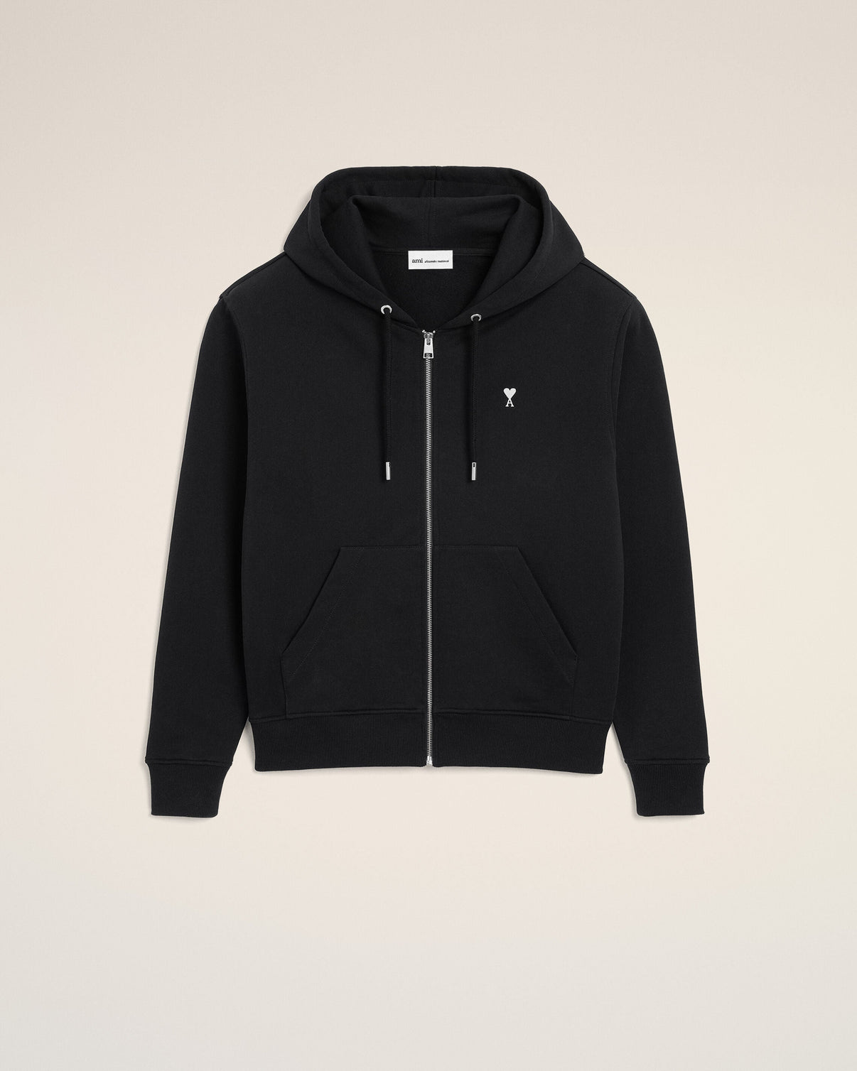 Black Cotton Zipped Hoodie