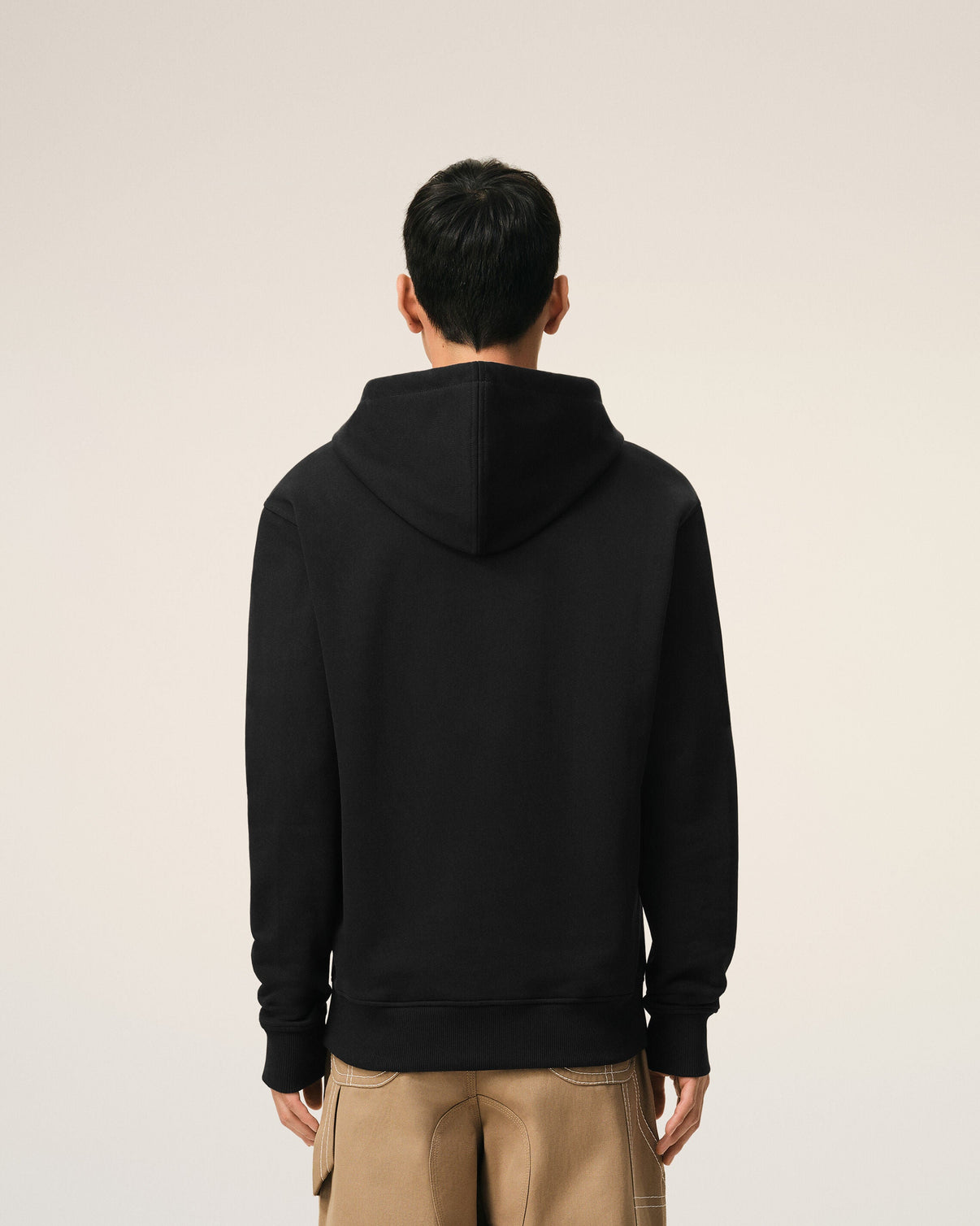 Black Cotton Zipped Hoodie