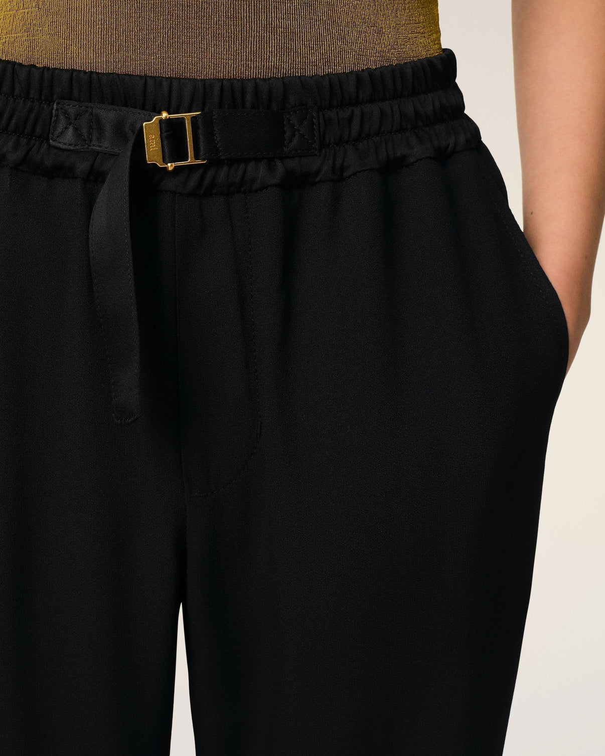 Black Flare Fit Elasticated Trousers