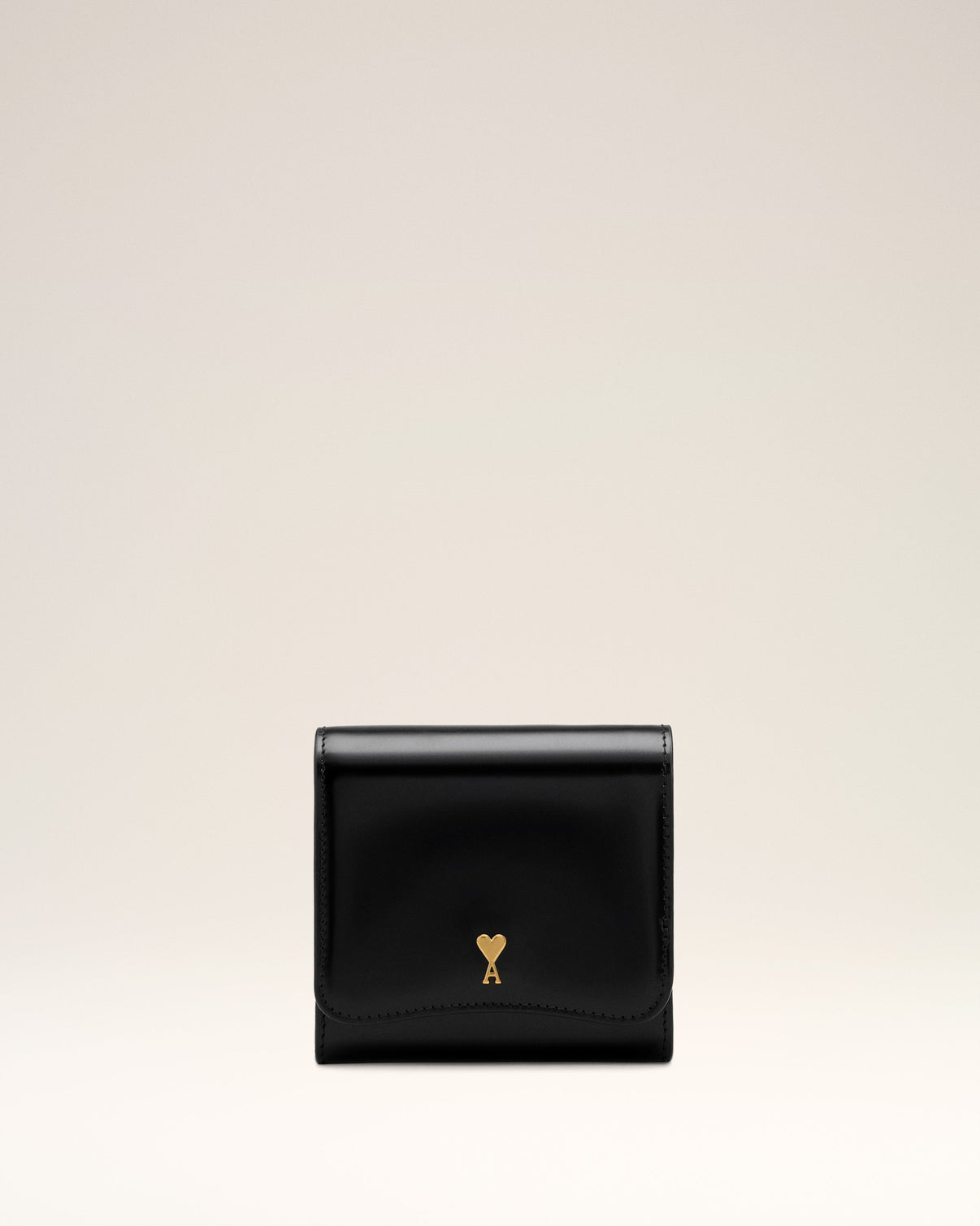 Black Glazed Leather Paris Paris Compact Wallet