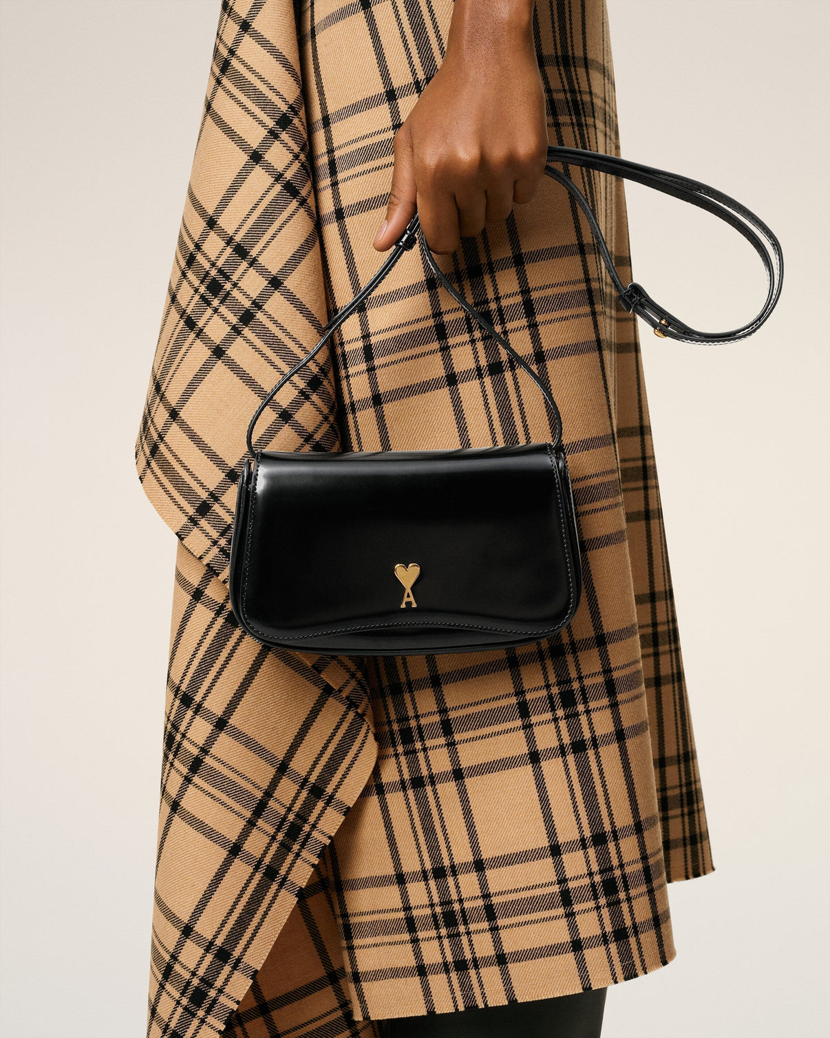 Black Glazed Leather Small Crossbody Paris Paris Bag