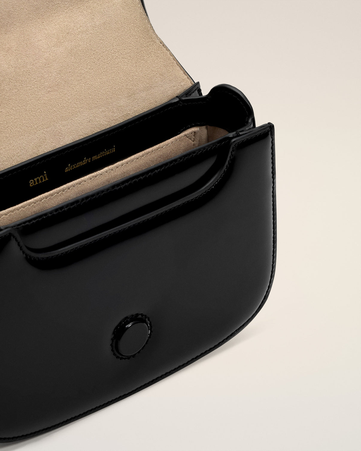 Black Glazed Leather Top Handle Paris Paris Bag