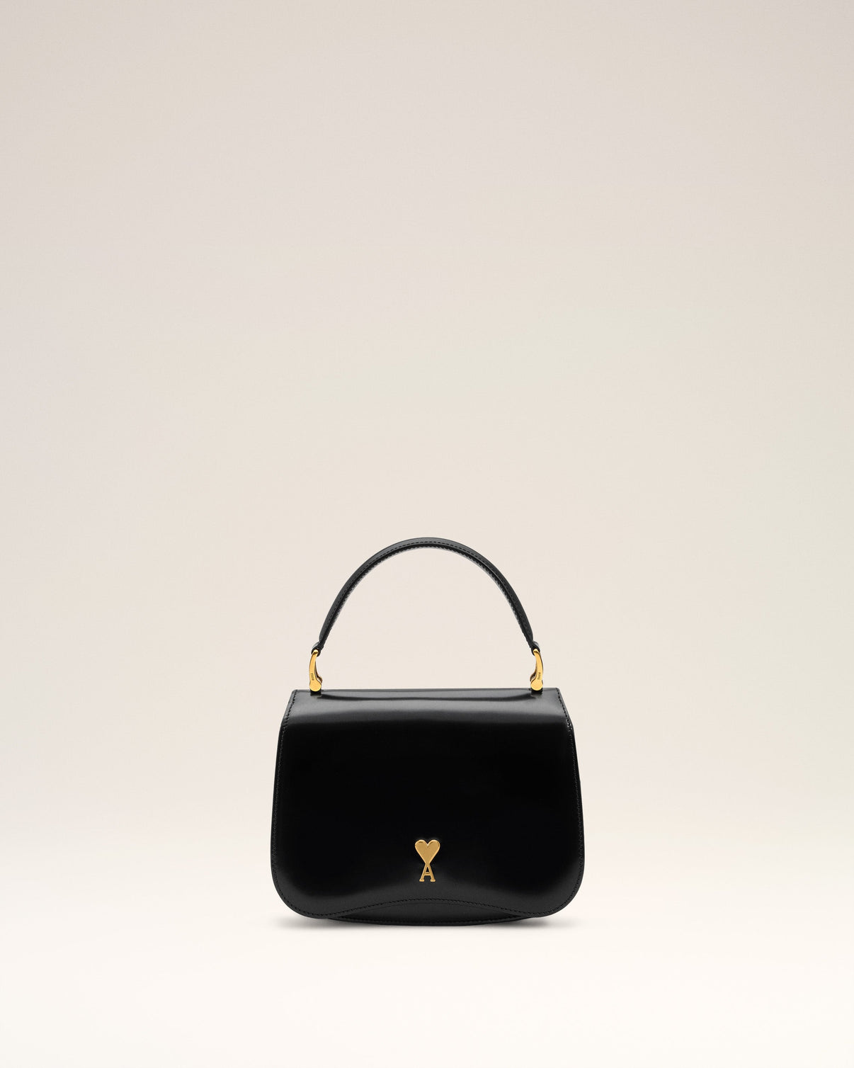 Black Glazed Leather Top Handle Paris Paris Bag
