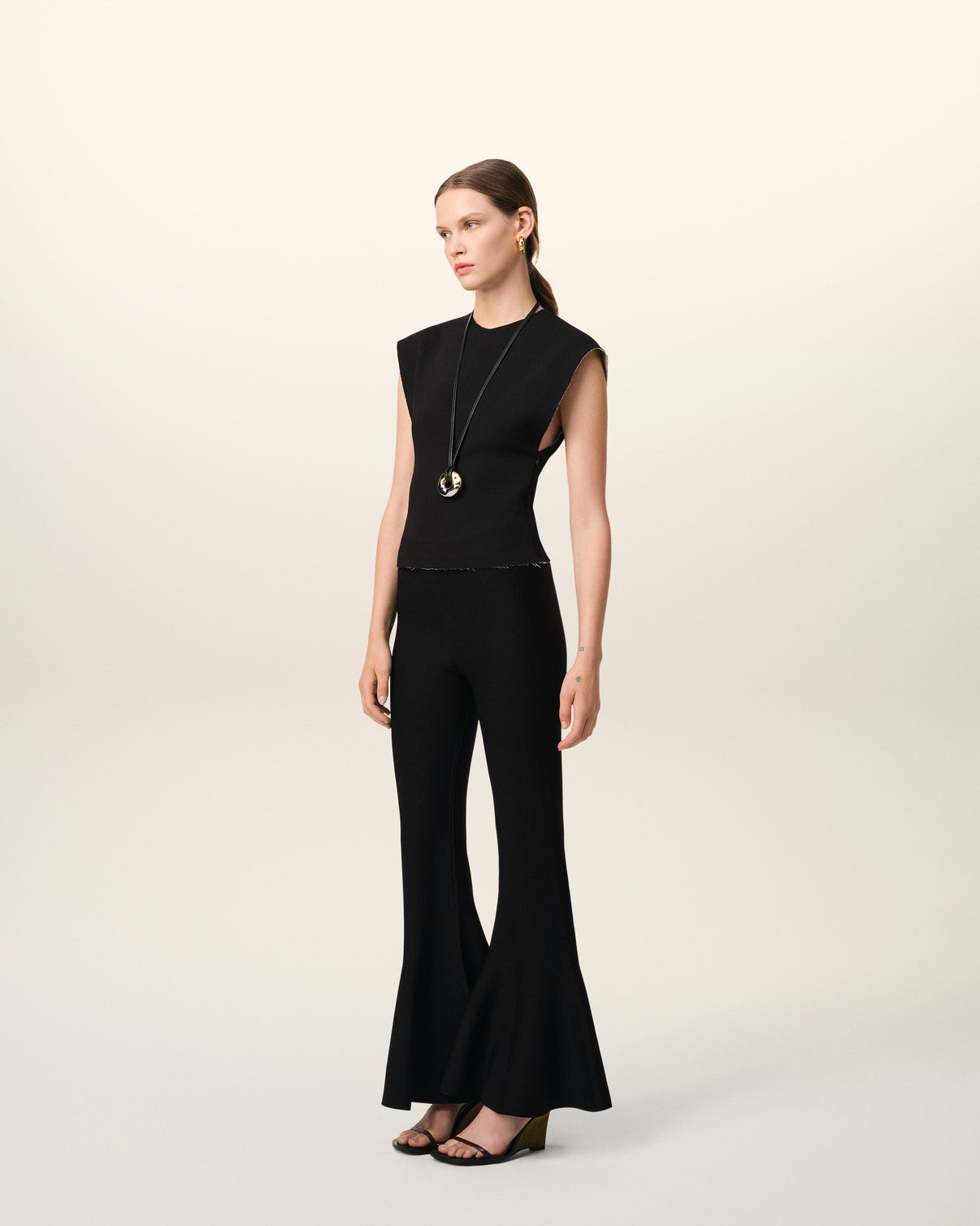 Black Godet Short Trousers