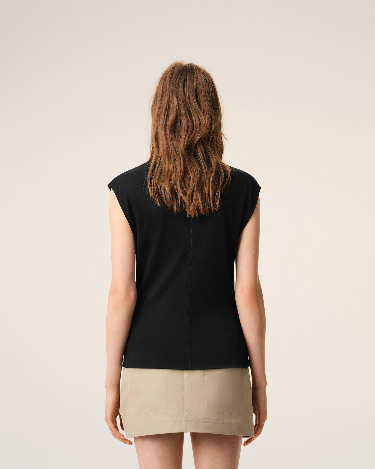 Black Jersey Sleeveless Fitted Top