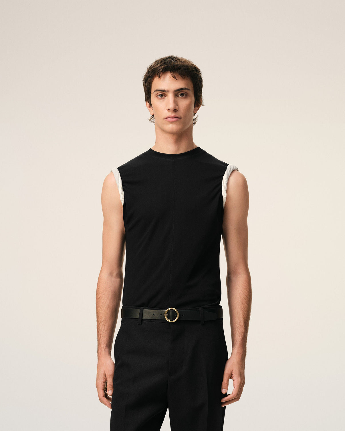 Black Jersey Sleeveless Fitted Top
