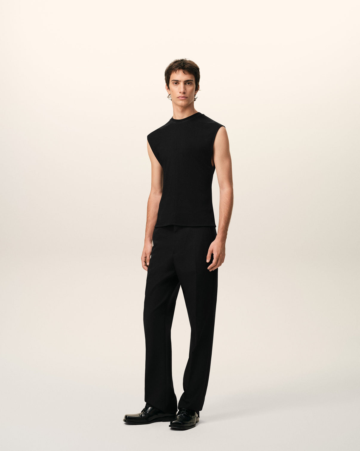 Black Jersey Sleeveless Fitted Top