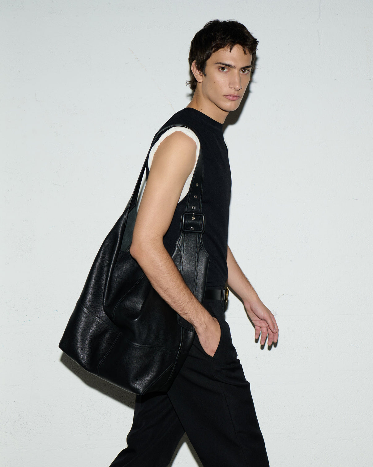 Black Jersey Sleeveless Fitted Top