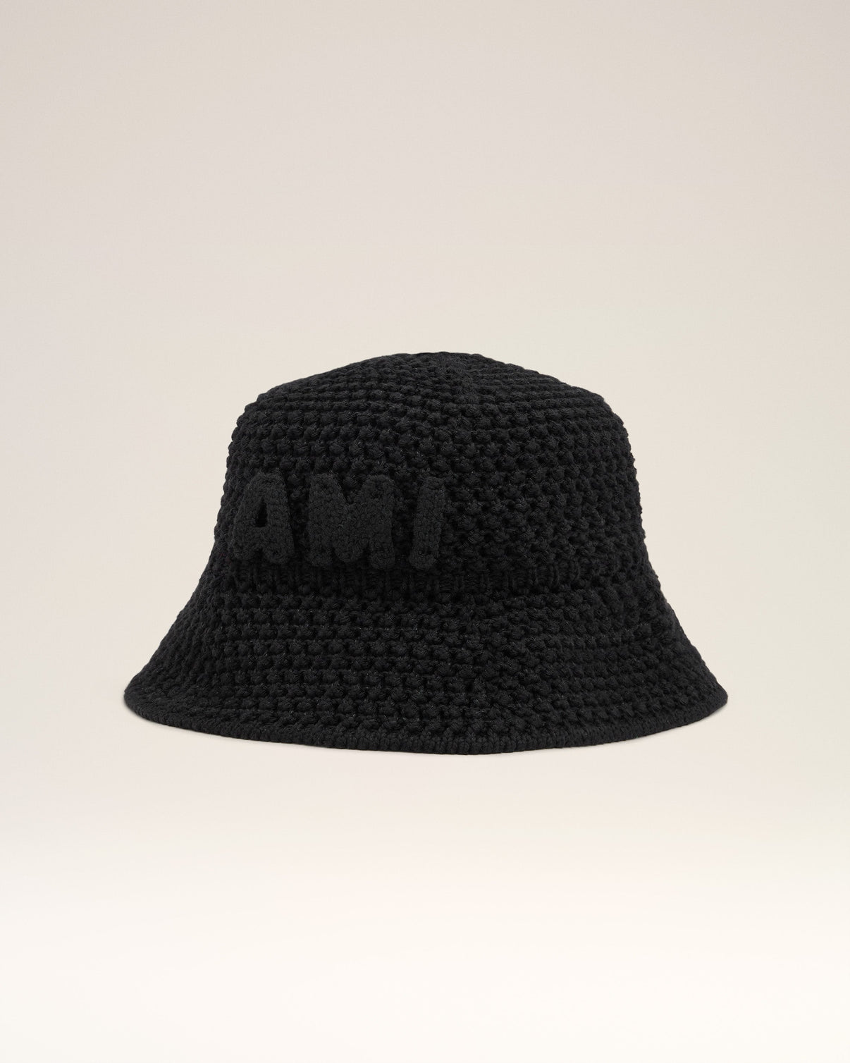 Black Knit Patch Bucket Hat