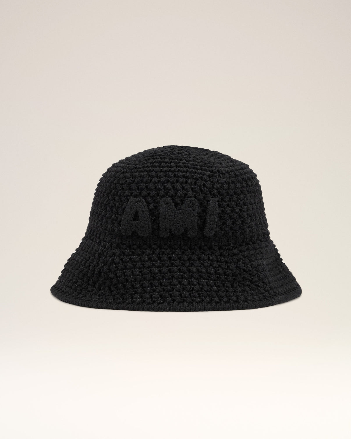 Black Knit Patch Bucket Hat