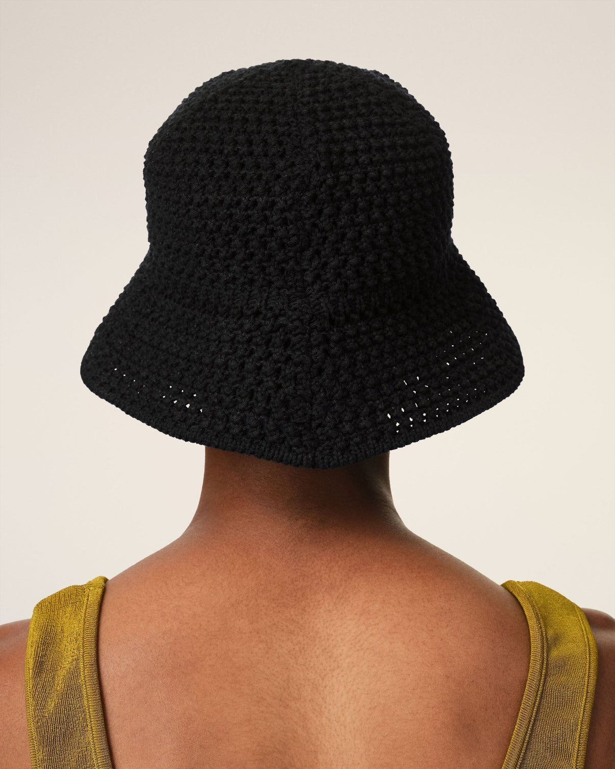 Black Knit Patch Bucket Hat