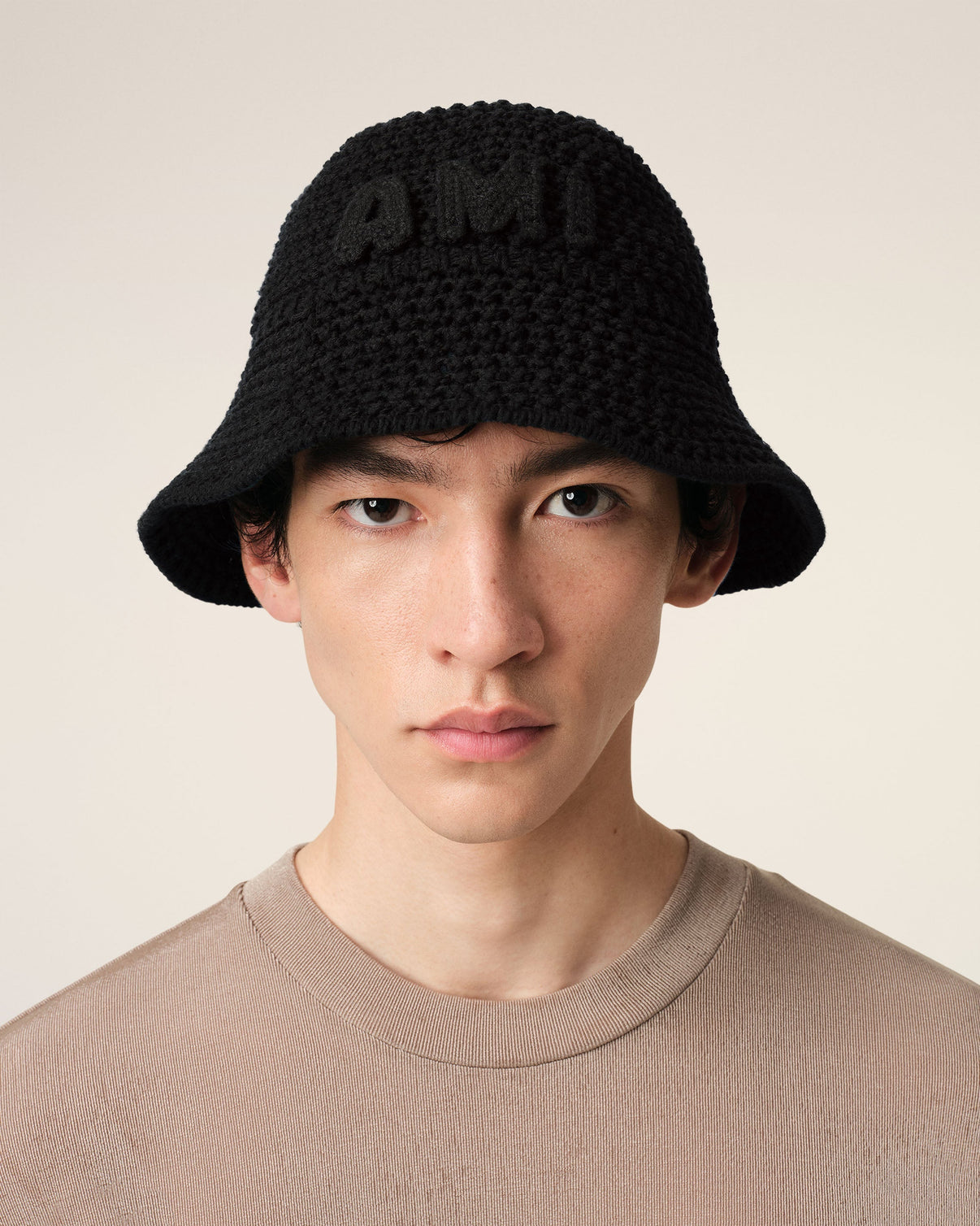 Black Knit Patch Bucket Hat