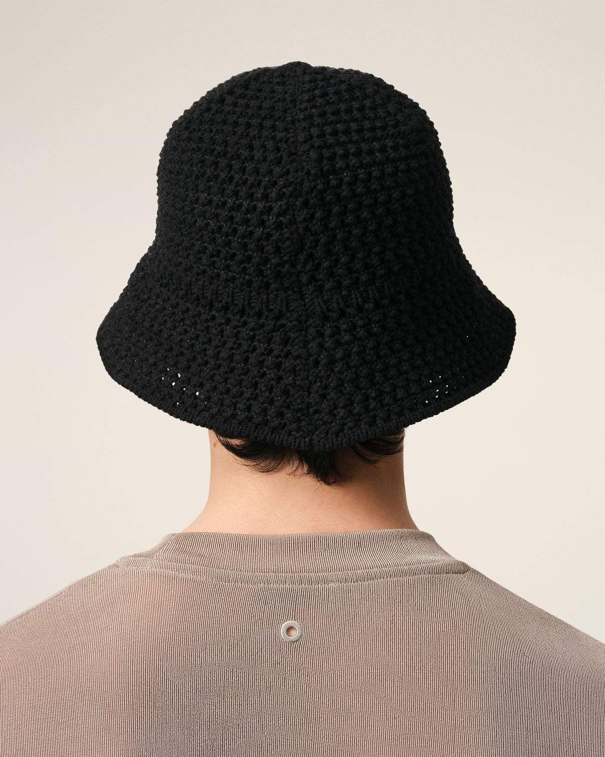 Black Knit Patch Bucket Hat
