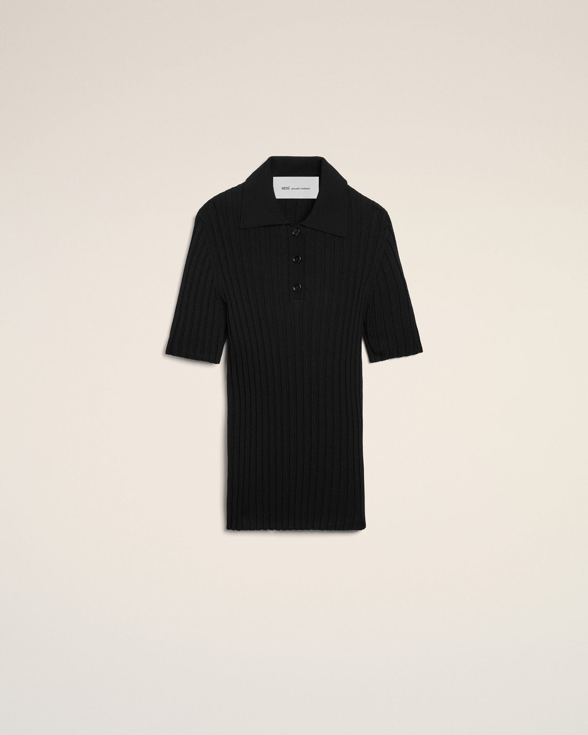 Black Knit Short Sleeves Polo