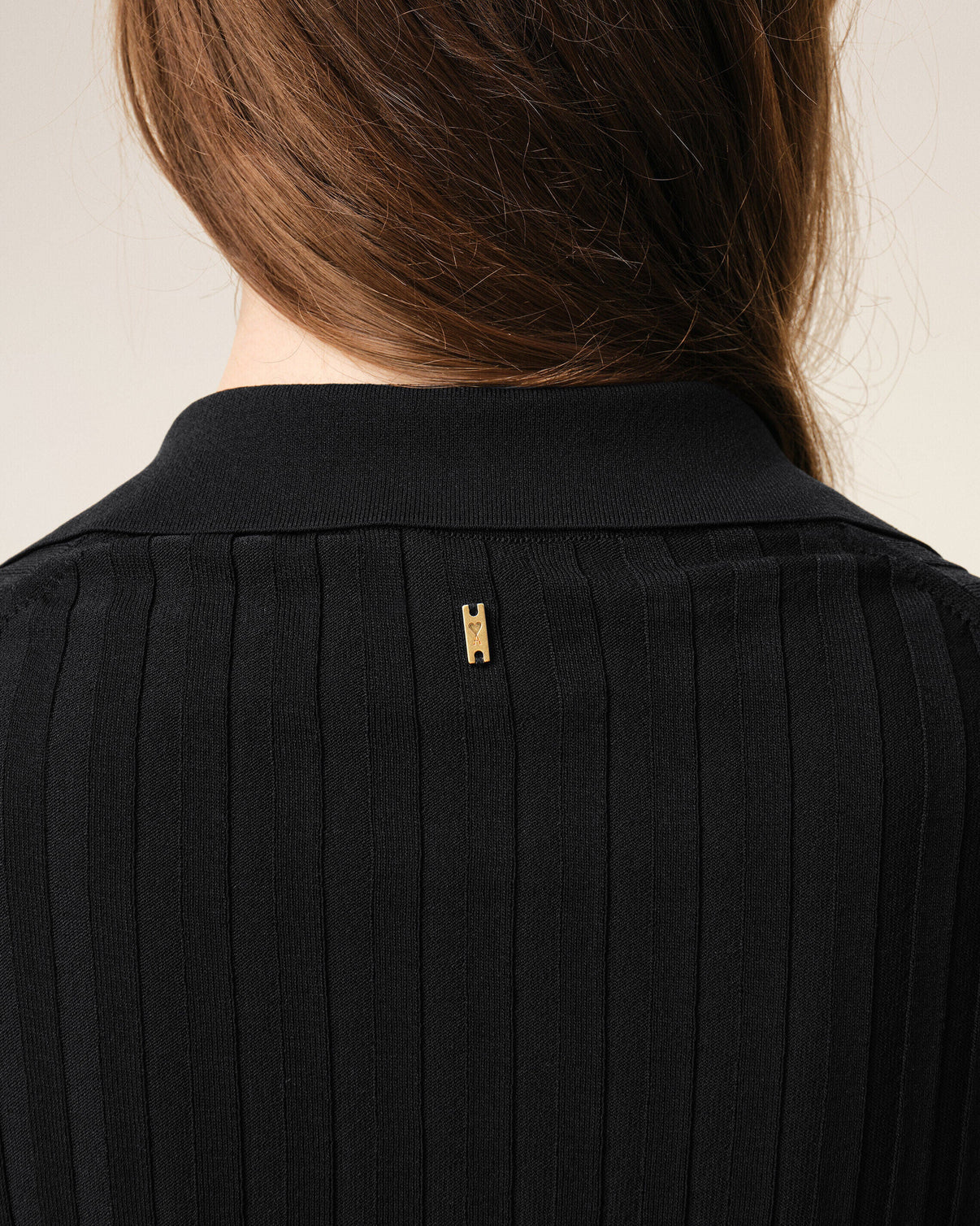 Black Knit Short Sleeves Polo