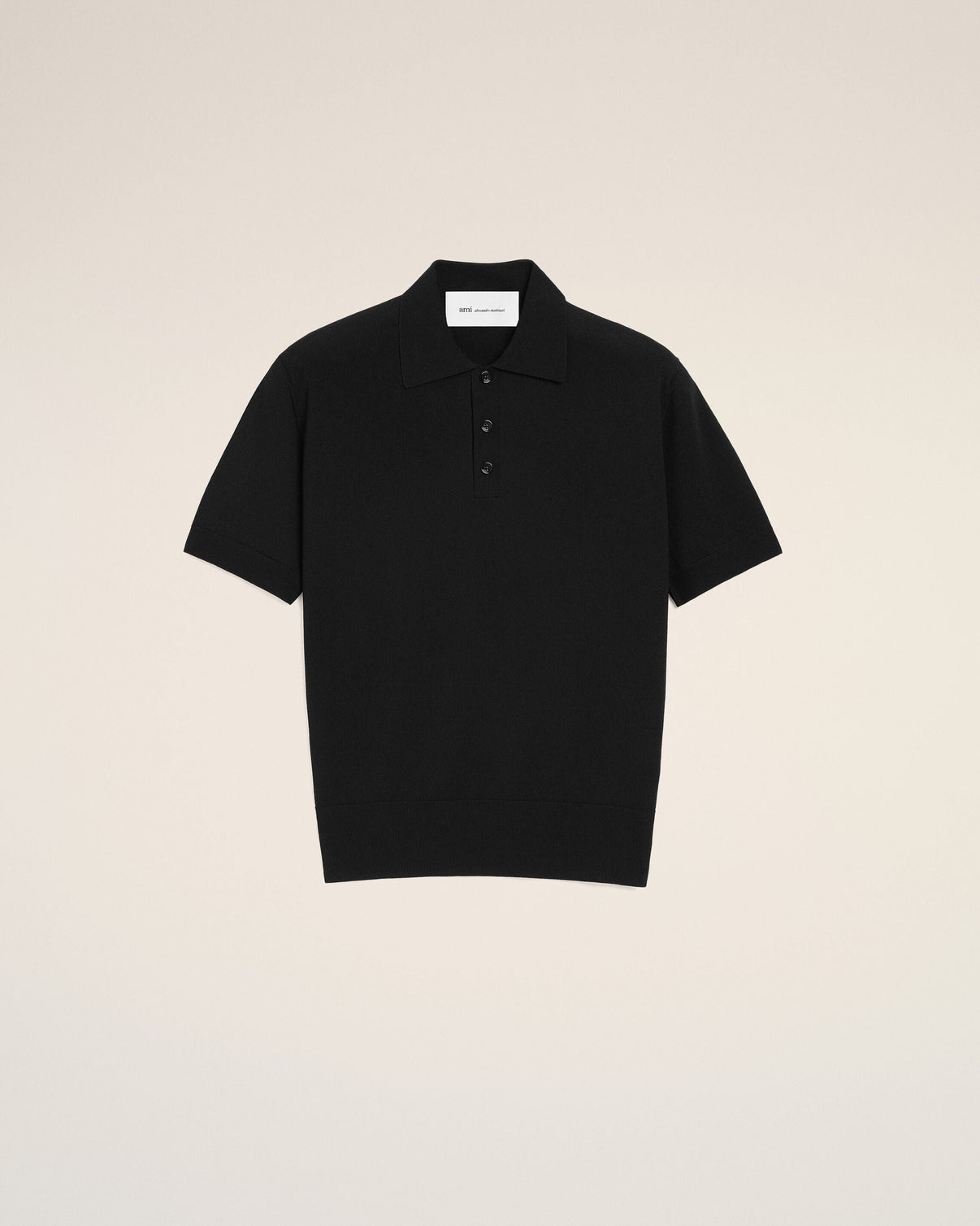 Black Knit Short Sleeves Polo