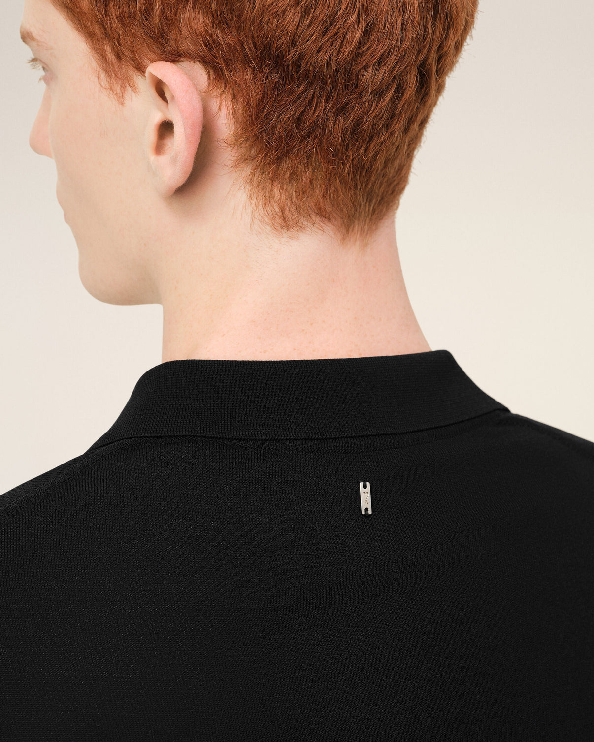 Black Knit Short Sleeves Polo