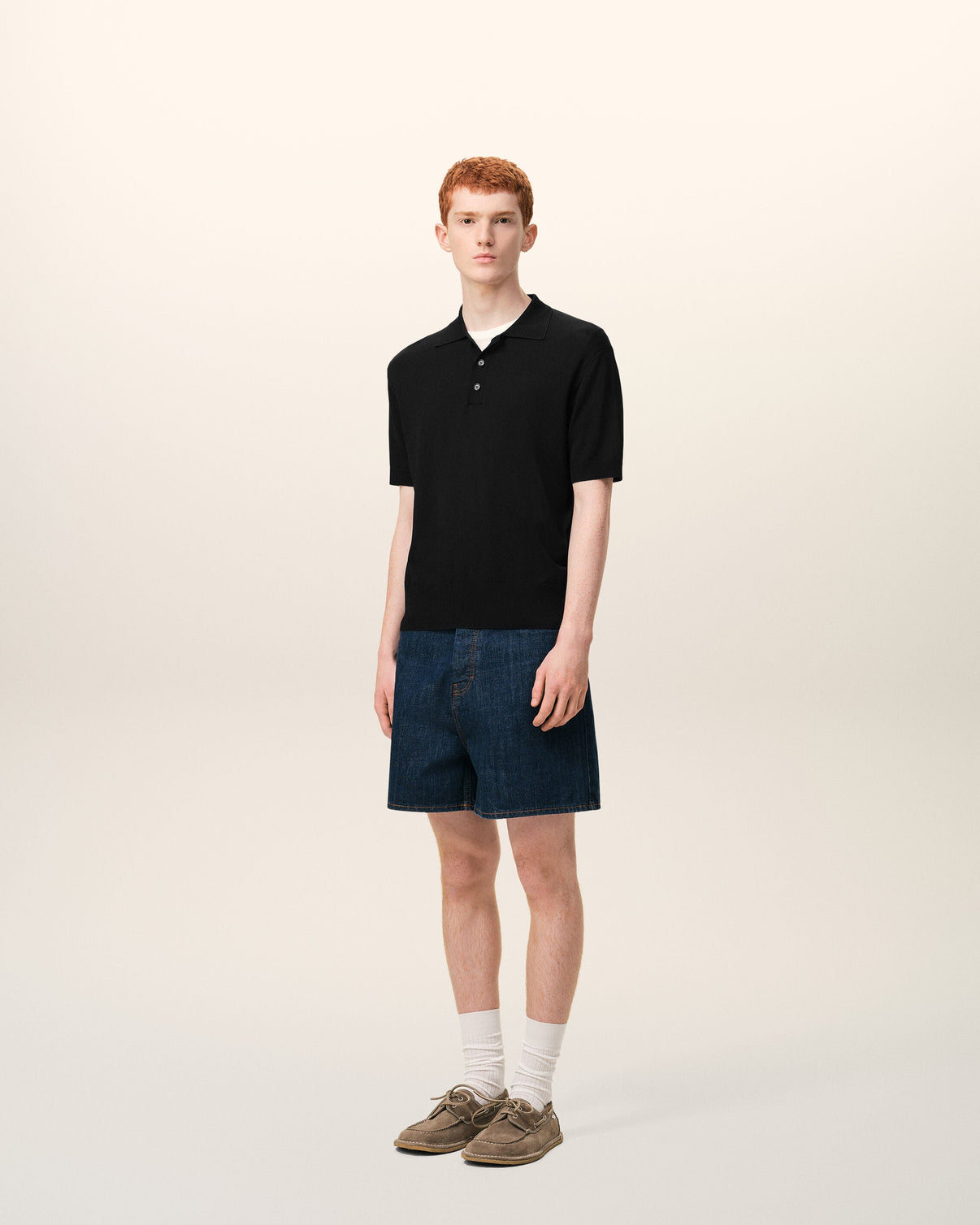 Black Knit Short Sleeves Polo